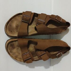 Birkenstock Milano Mens sz 45 (12)  Habana Oiled Leather Sandals Back Strap